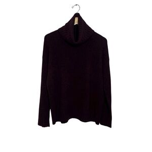 Theory Women's Size Medium Wool Yak Blend Burgundy Wine Turtleneck Knit Sweater